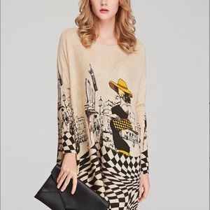 Tan Fashionista-Themed Boatneck Tunic